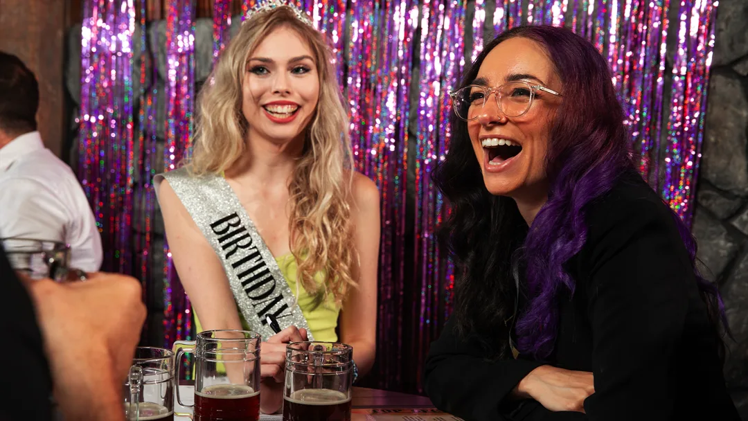 Guests celebrating at a Tampa murder mystery party